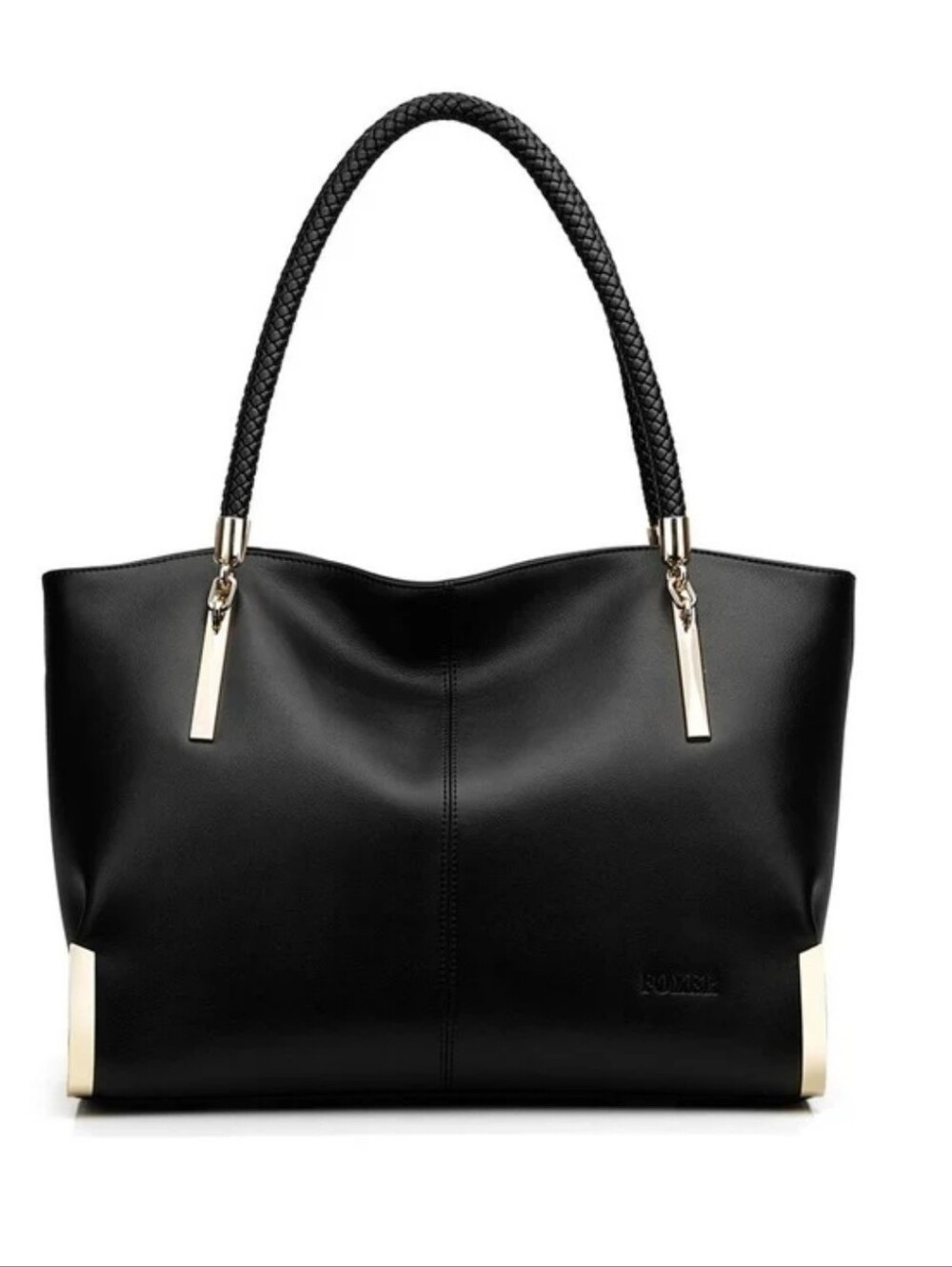 FOXER Brand Women's Leather Handbags Female Shoulder bag Black Gold Hardware
